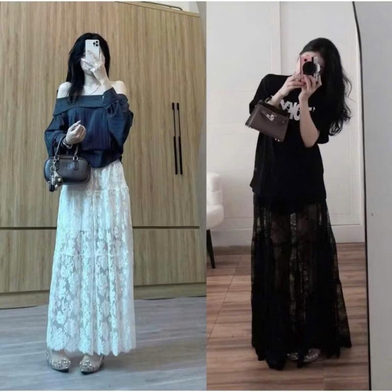 [Bèo Béo Bigsize] Chân Váy Ren Mỏng Hoa Dáng Xoè Form Bigsize 60-90KG link 2