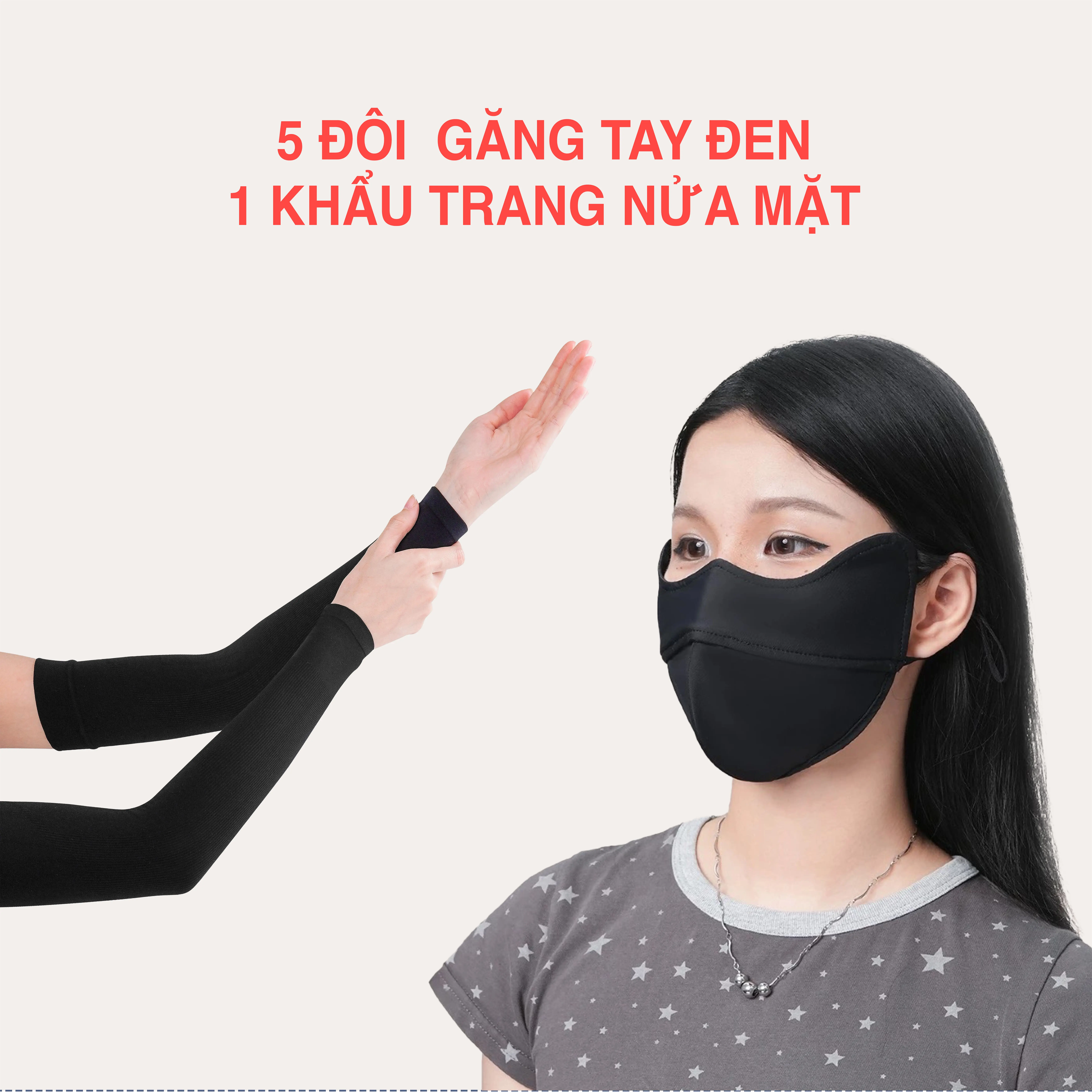 5 Đôi Găng Tay OTK02 + 1 Khẩu Trang FM03 Đen