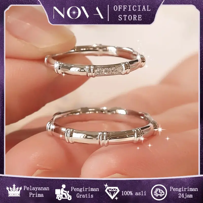 Cincin pasangan unik dari perak murni 925 yang dapat disesuaikan, hadiah Hari Valentine untuk pacar, cincin sederhana dan modis