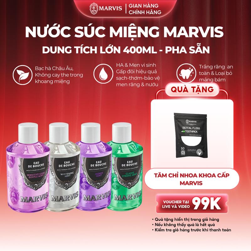  Nước Súc Miệng Marvis Collutorio Bổ Sung Men Vi Sinh Ngăn Ngừa Hôi Miệng Làm Trắng Răng Dưỡng Ẩm Nướu 400ml  IH  