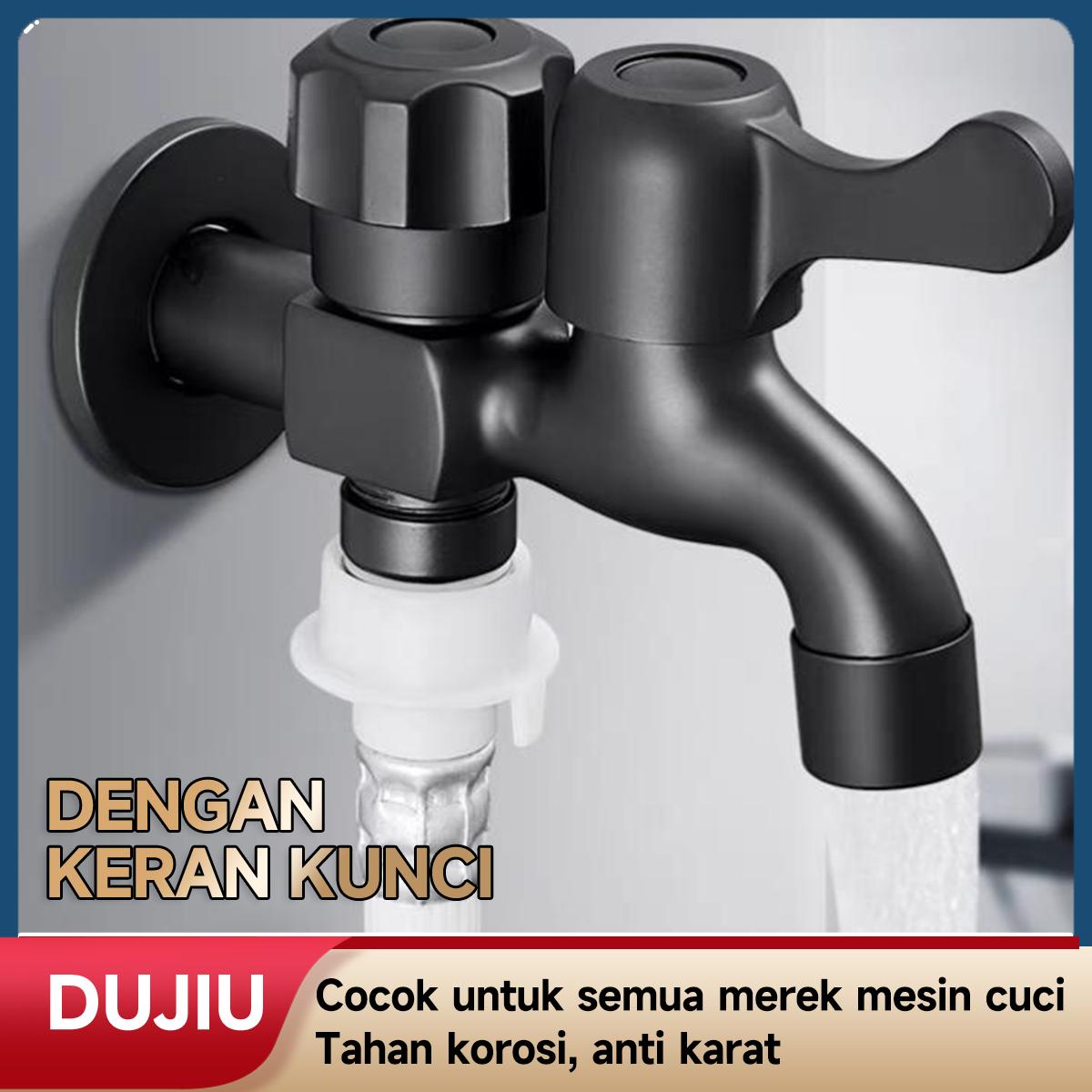 Keran Dapur & Mesin Cuci Multifungsi Hitam DUJIU – Keran Air Dingin Tahan Karat Premium, Cocok untuk Taman/Ruang Cuci, Termasuk Katup Penghenti Dinding, Desain Modern Mudah Dipasang, Ideal untuk Rumah & Kamar Mandi.