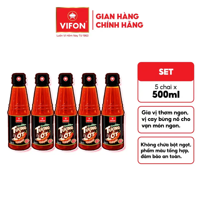 [VOUCHER HOT 15%] Set 2/ Set 5 Gia Vị Tương Ớt VIFON 500ml/ Chai Nước Sốt 5