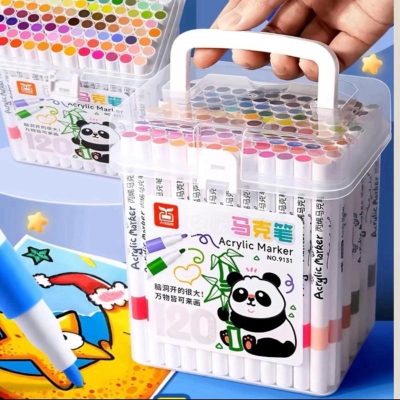 Hộp 80/120 màu Acrylic Marker, mực cao cấp, màu sắc tươi sáng, vẽ trên mọi chất liệu, dễ lau chùi khi dính vào tay.