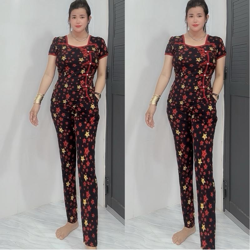 SÉT BỘ THUN ATI ,QUẦN DÀI ỐNG ÔM.SIZE 48-85KG đồ bộ nữ.đồ bộ may sẵn giá rẻ.đồ bộ thun Women.đồ bộ Tâm Đan Voi Áo Top Polo Sọc Kẻ 4