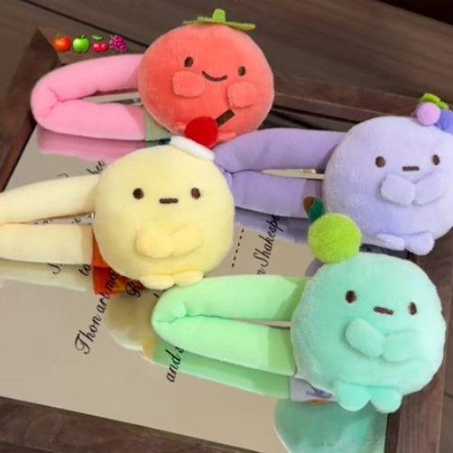 Kẹp mái hoạt hình bánh tròn trái cây màu sắc tươi, kẹp tóc phong cách nữ sinh dễ thương