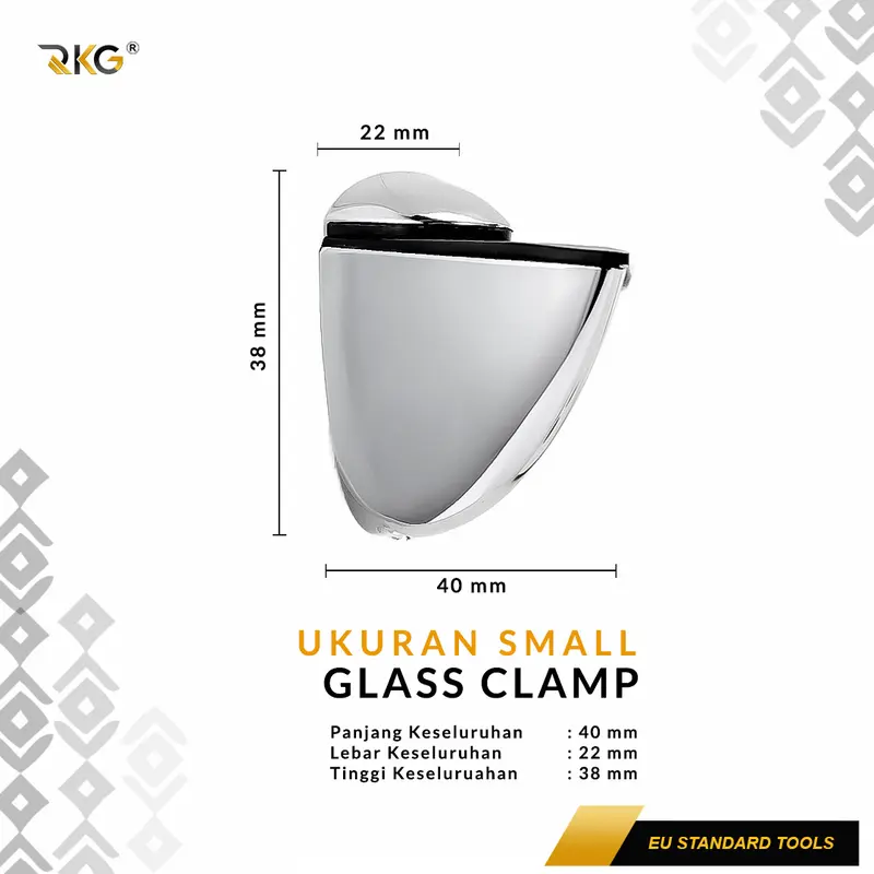 RKG Bracket Ambalan Kaca Tebal Duckbill Glass Clamp Zinc Alloy 3