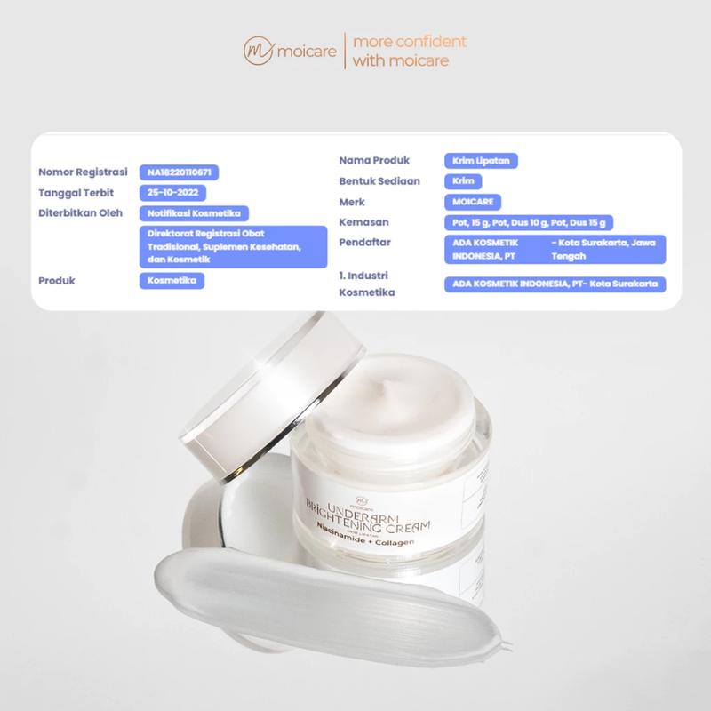 MOICARE Cream Pencerah Pemutih Ketiak Selangkangan Leher Pantat Area Gelap Ekstra Niacinamide & Collagen | Collagen and niacinamide underarm  | cream pemutih ketiak | Pemutih ketiak dan selangkangan | underarm brightening cream 3