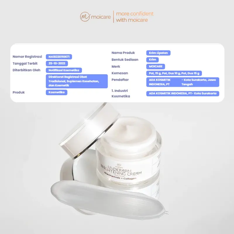 MOICARE Cream Pencerah Pemutih Ketiak Selangkangan Leher Pantat Area Gelap Ekstra Niacinamide & Collagen | Collagen and niacinamide underarm  | cream pemutih ketiak | Pemutih ketiak dan selangkangan | underarm brightening cream 3