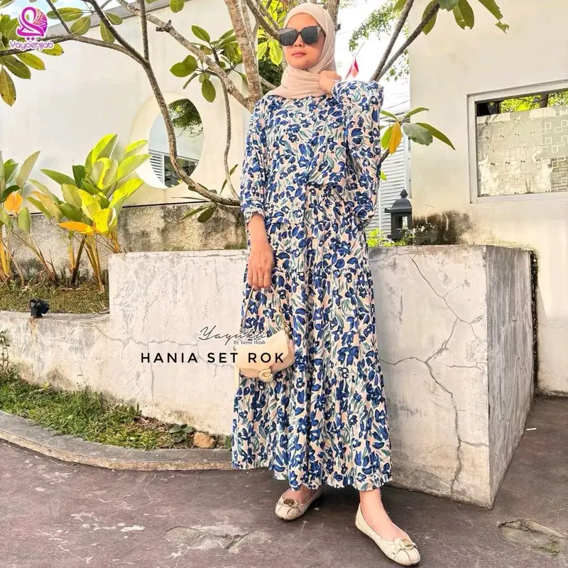 Hania Set Rok - Baju/Atasan Rayon Viscose Karakteristik Tipis dan Nyaman - Dress, Muslim 7