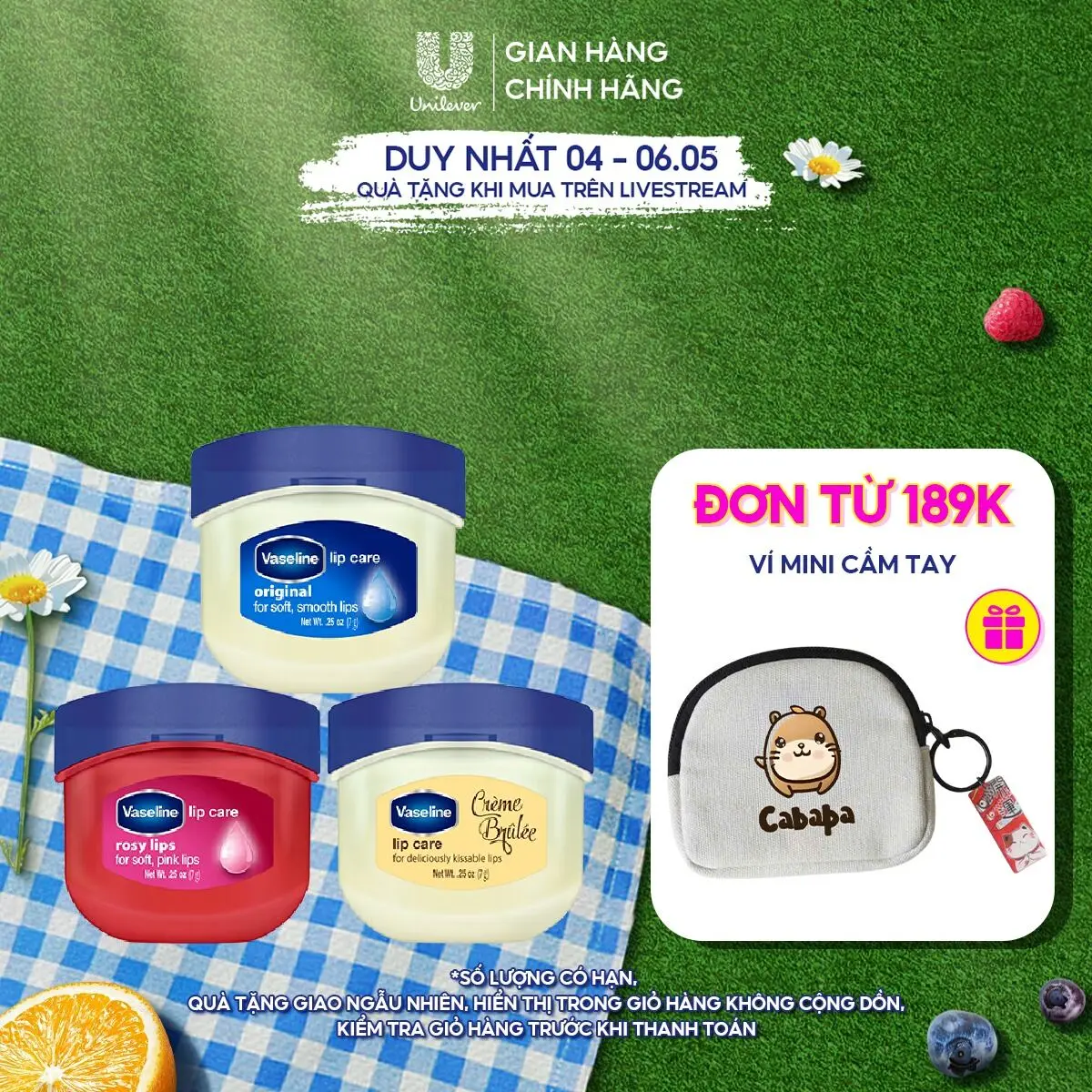 [Live] Sáp Dưỡng Môi Vaseline Lip Care 7g (tùy chọn)