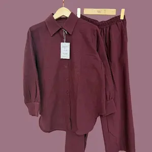 Set celana kulot jumbo ld 125 katun linen Wanita Muslim Panjang