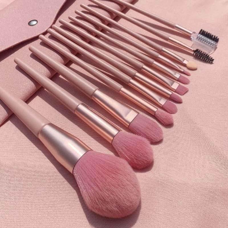 Bộ Cọ Trang Điểm, 12 Chiếc, Màu Hồng, Thích Hợp Cho Phấn Má Hồng, Kem Che Khuyết Điểm Và Trang Điểm Phấn Mắt, Tiện Lợi, Dụng Cụ Trang Điểm cọ má hồng  trợ lực Cosmetic Women cọ  tán kem nền