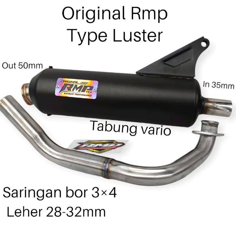 Knalpot Original RMP Type Luster sarbor 3×4  bor up/ kirian Beat Fi, Vario, Mio, Pcx, Nmax, Aerox Fullsystem  Kendaraan Racing  Motorcycle 0