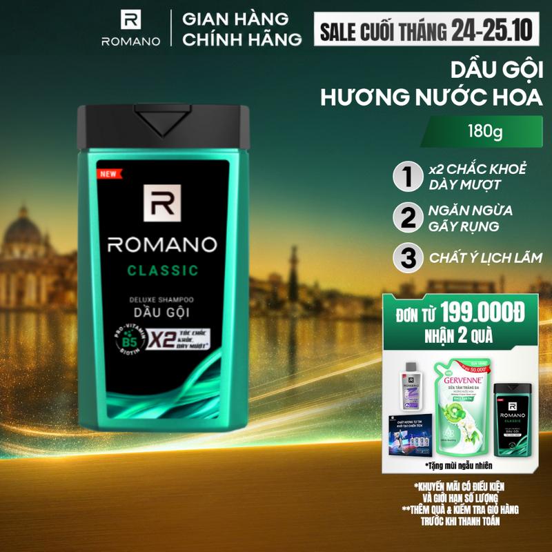 Dầu gội Dưỡng Tóc cho nam Romano Deluxe Classic 180g