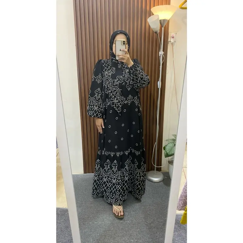 Set Gamis Hijab Milova Gamis Motif Fit To Ld 120cm 3