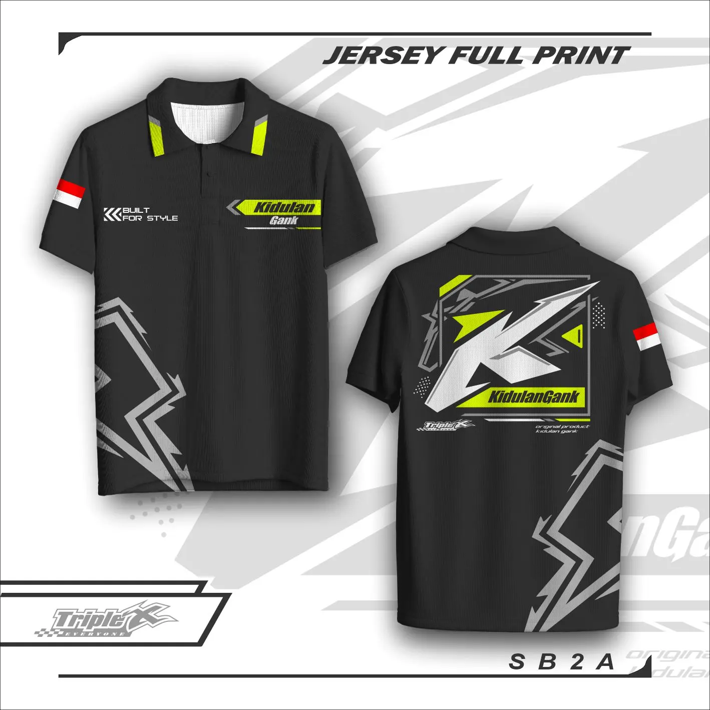 Jersey baju Kidulan Gank Full Printing Kerah Polo Bahan Dryfit