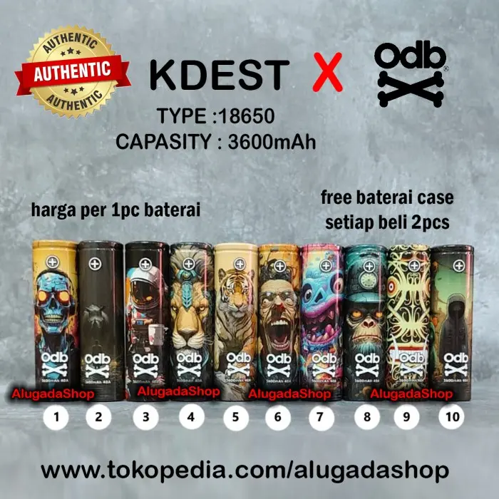 Termurah 💛 Authentic Kdest 18650 Battery - 3600 Mah - 40A