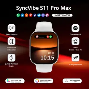 11 Pro Max 10 Pro Max  Original Pria & Wanita - Layar AMOLED 2.2" NFC GPS Tahan Air Panggilan Bluetooth Pengisian Nirkabel Wallpaper Gratis
