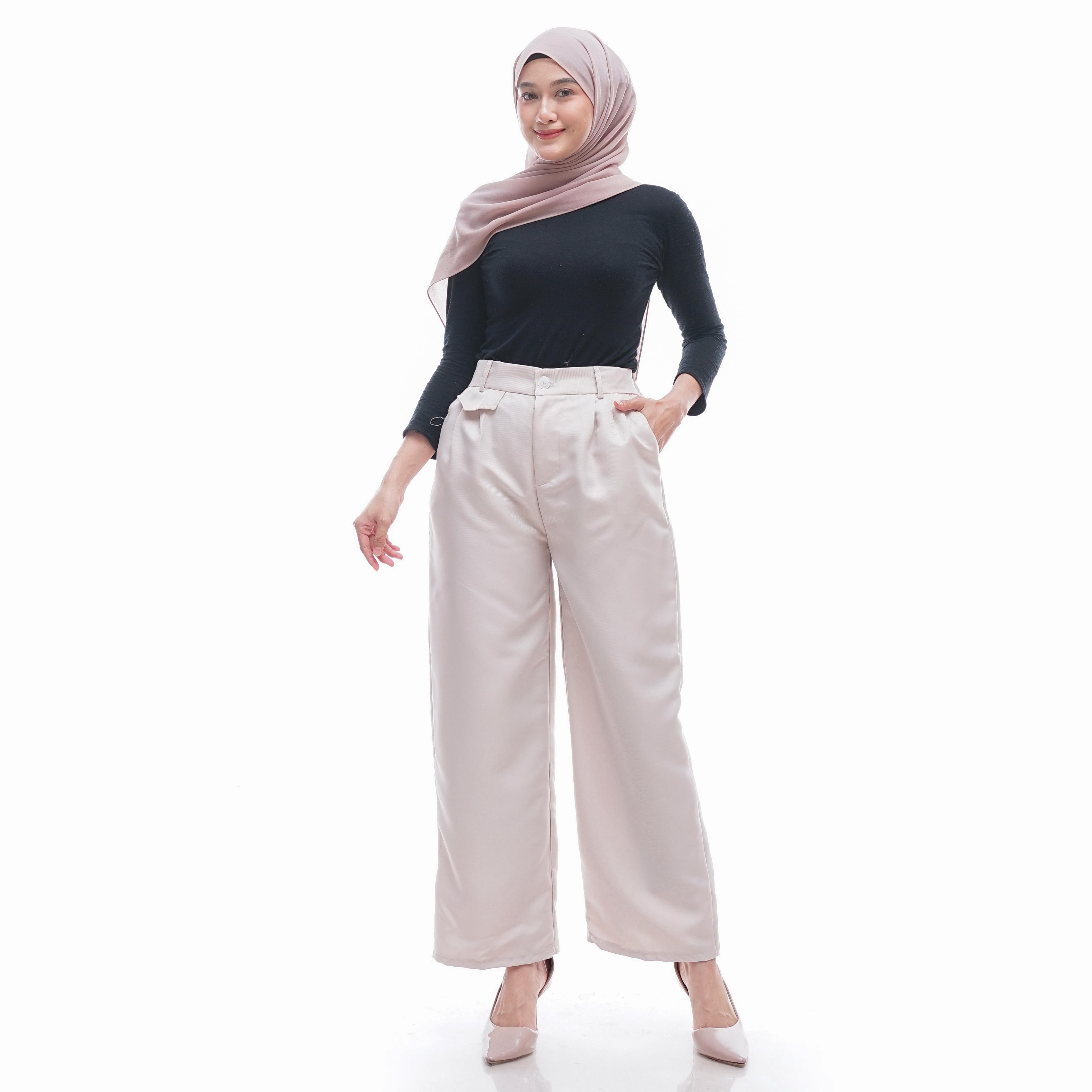 ORO PANTS - Loose Pants Trouser Wanita - Celana Anti Kusut - Celana Kulot Wanita Panjang Polyester Hitam Nyaman Basic