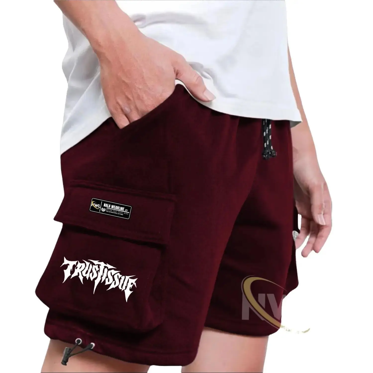 Celana Cargo Pendek Pria Shortpants Fleece Warna Burgandy Model Korean Style 2024 Terbaru Nala Wearline Celana Kargo Santai Unisex Cowok Cewek Distro Kota Bandung Katun Keren Hitam Wanita