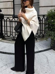 Chaleco de suéter elegante y suelto para mujer, de moda, tela moderada para otoño e invierno, envoltura de punto, accesorio versátil y estiloso para damas