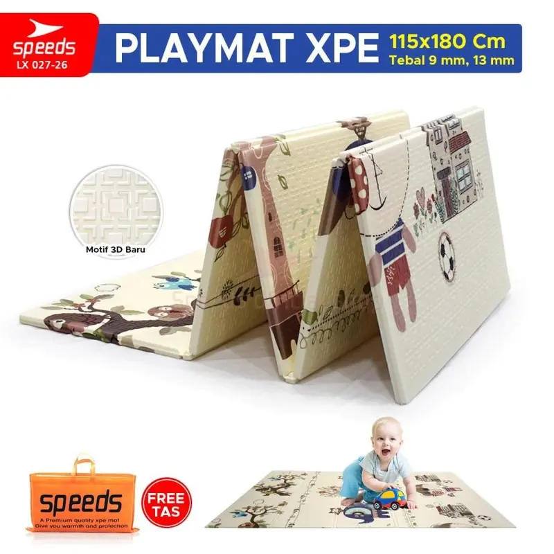 SPEEDS Karpet Playmat Lipat Matras Bayi Bermain 115x180cm 8mm 027-26 2