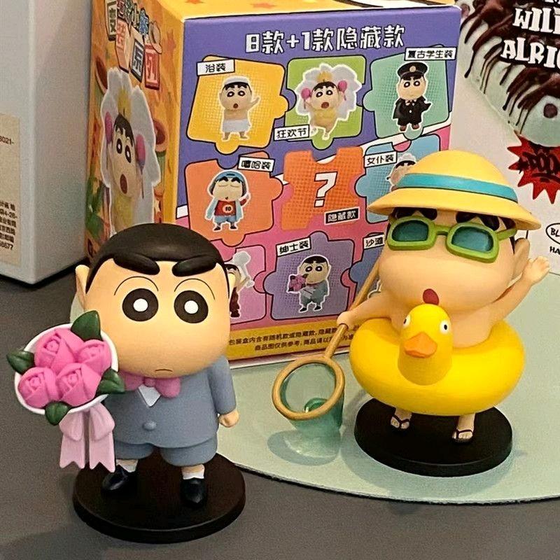 blind box Crayon Shin-chan mini so changing dress code BlindBox shin chan Cross-dressing Series Hand-made Office Cartoon Desktop Ornaments Kindergarden Birthday Gift Doll 6