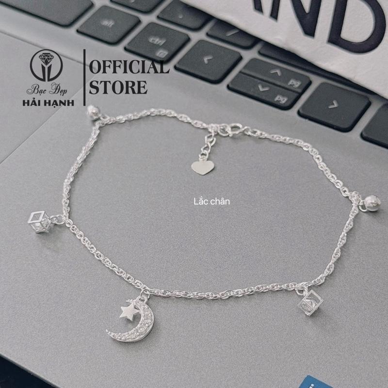 Lắc chân bạc ta xoắn kép trăng sao nhẹ nhàng xinh xắn cho nữ ảnh thật shop chụp Bạc Đẹp Hải Hạnh HHJ