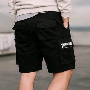 PPROMO SERBA 30 Ribuan Celana Cargo Pendek Bordir hanya Hitam Nyaman Mocca Pria Karet Kain Katun Cream Santai prapatan Combed Melar Lembut Shorts Casual pdl dewasa