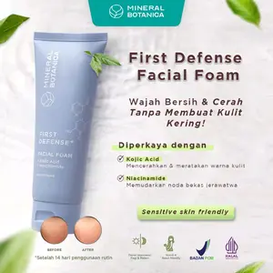 MINERAL BOTANICA First Defense Facial Foam Brightening - Brightening Cleanser dari Mineral Botanica Extract Kusam