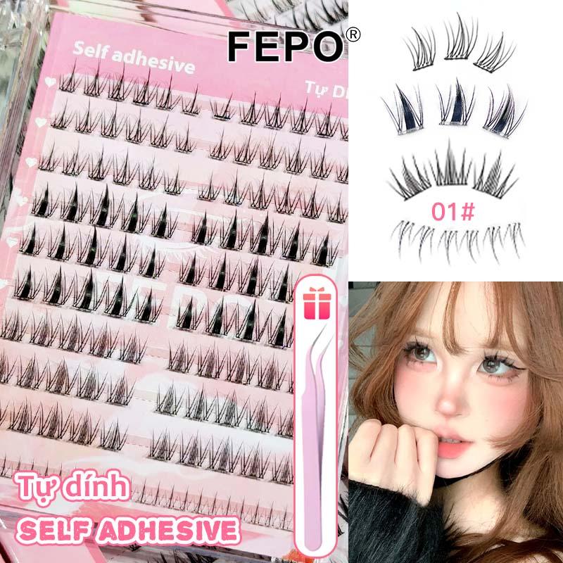 FEPO 10 hàng Lông mi giả hỗn hợp tự dính không cần keo Lông mi tự dính dành cho người mới bắt đầu 10-13mm Món quà miễn phí Nhíp 0
