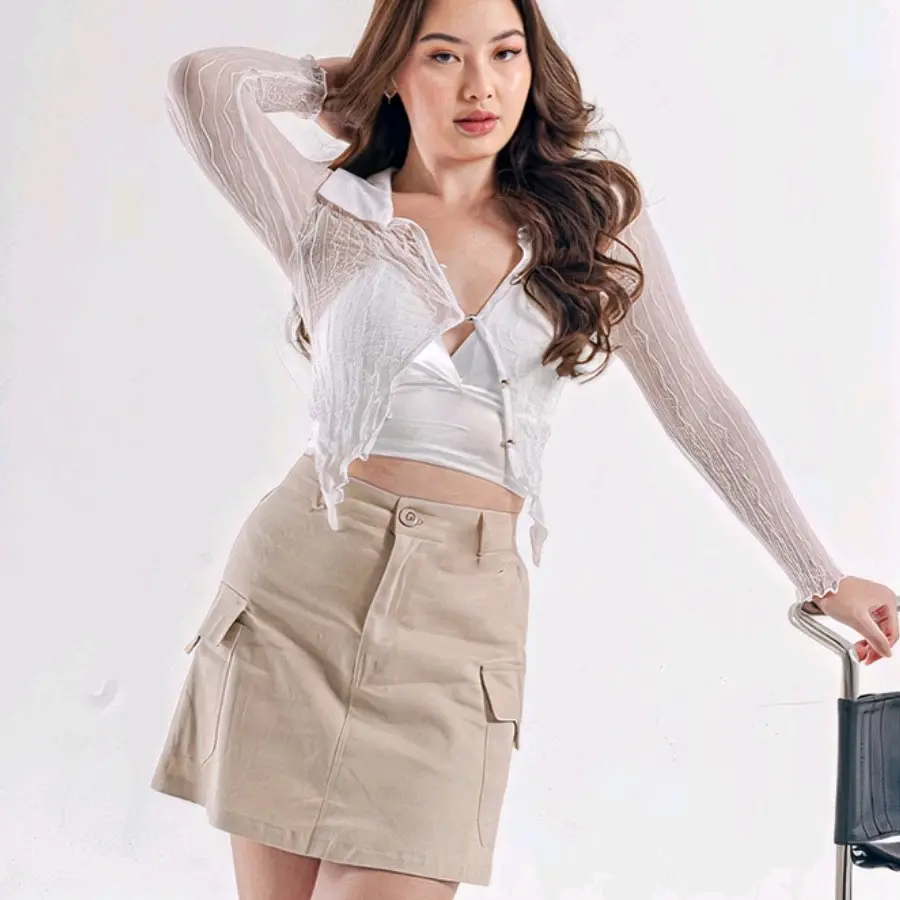Rok Pendek Cargo A Line Rok Mini Cargo Wanita Korean Style Polos Casual Nyaman Tali Ikat Pinggang