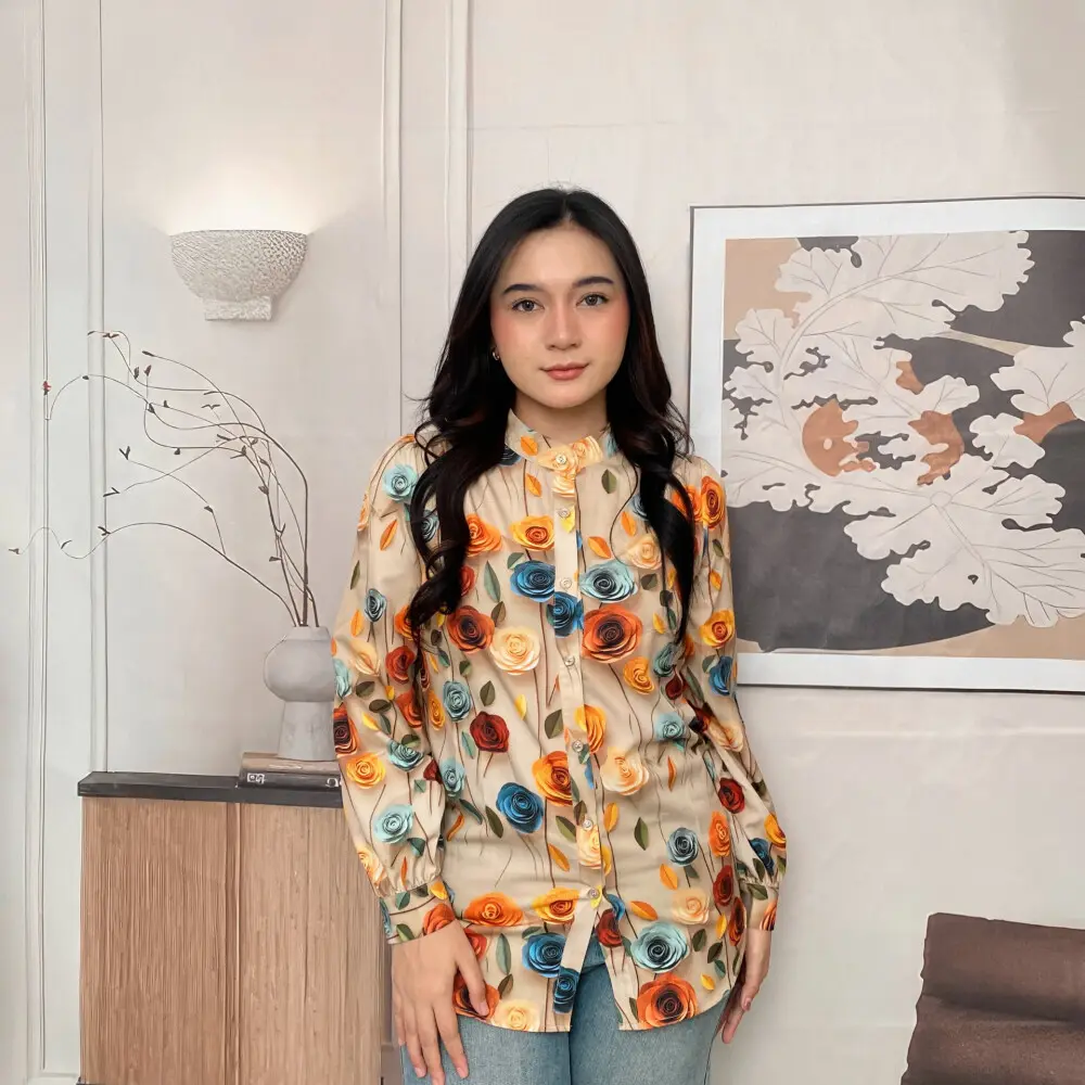 Tendblank Fashion new temperament print thin sunscreen shirt women loose slim this year's popular shirt
