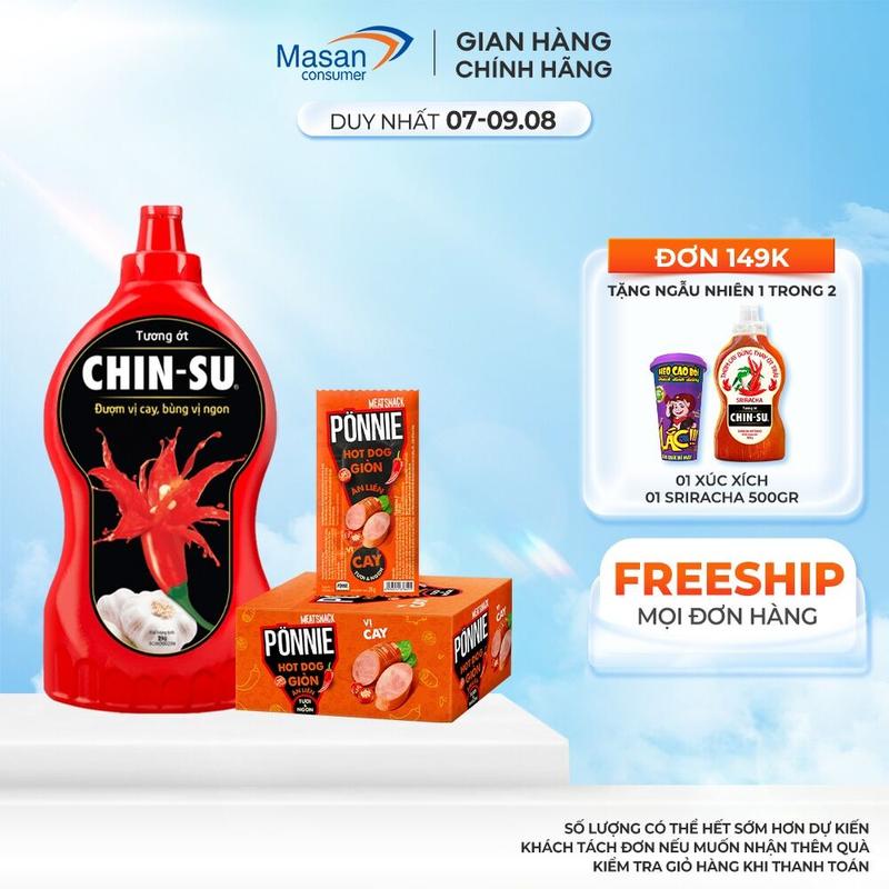 Combo Tương ớt Chinsu 2kg và Hộp Hot dog Ponnie vị cay