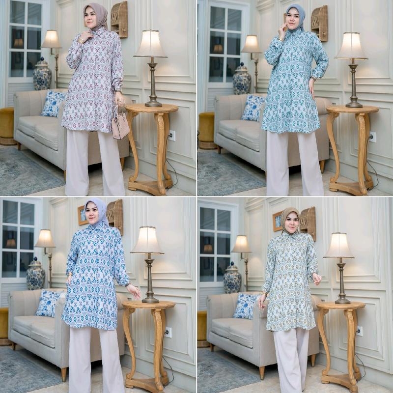 tunik crespo import motif abstrak Atasan 4
