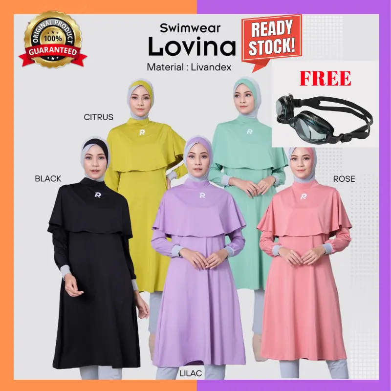 [FREE KACAMATA RENANG] Lovina Premium Baju Renang Muslimah Swimwear Syari Polos
