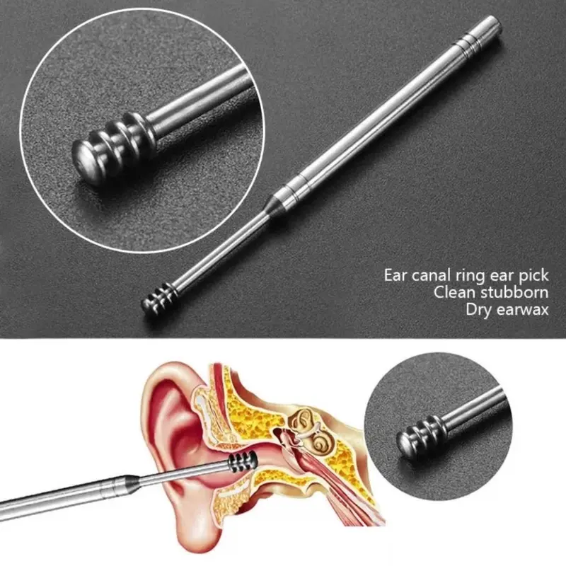 Korek Kuping Stainless Steel Earwax Earpick Cleaner Alat Pengorek Kotoran 4