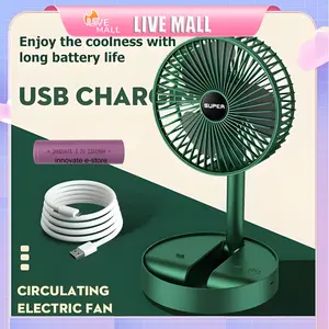 Kipas Angin Lipat Portable USB / Kipas Angin Meja Putar 180° Led