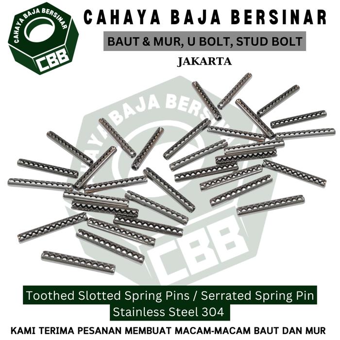 Spring Steel Slotted Spring Pin Jual Serrated Spring Pin M5 x 36mm / Toothed Slotted Spring Pins ...