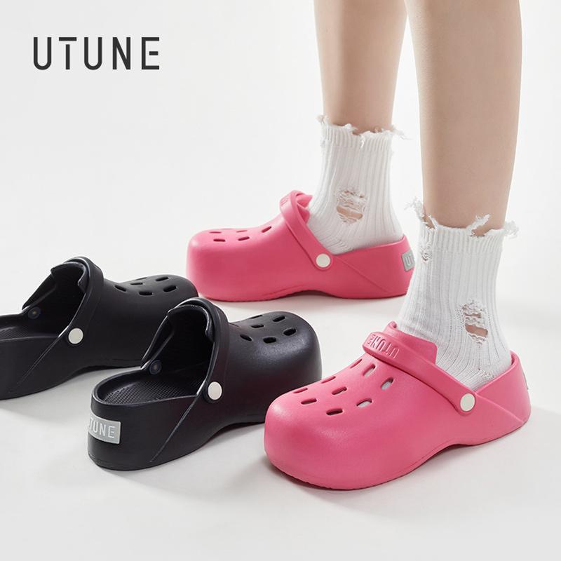 Dép Đế Dày, UTUNE, Giày Guốc, Dành Cho Nữ, Giày Có Lỗ, Thời Trang Ngoài Trời, Dép Đi Đường, Chất Liệu EVA, Mềm Mại Và Không Trơn Trượt, Thích Hợp Cho Mùa Hè