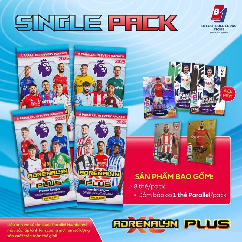Gói Thẻ Lẻ - Single Packet - Panini Adrenalyn XL PLUS Premier League 2025 - Thẻ Cầu Thủ chính hãnġ