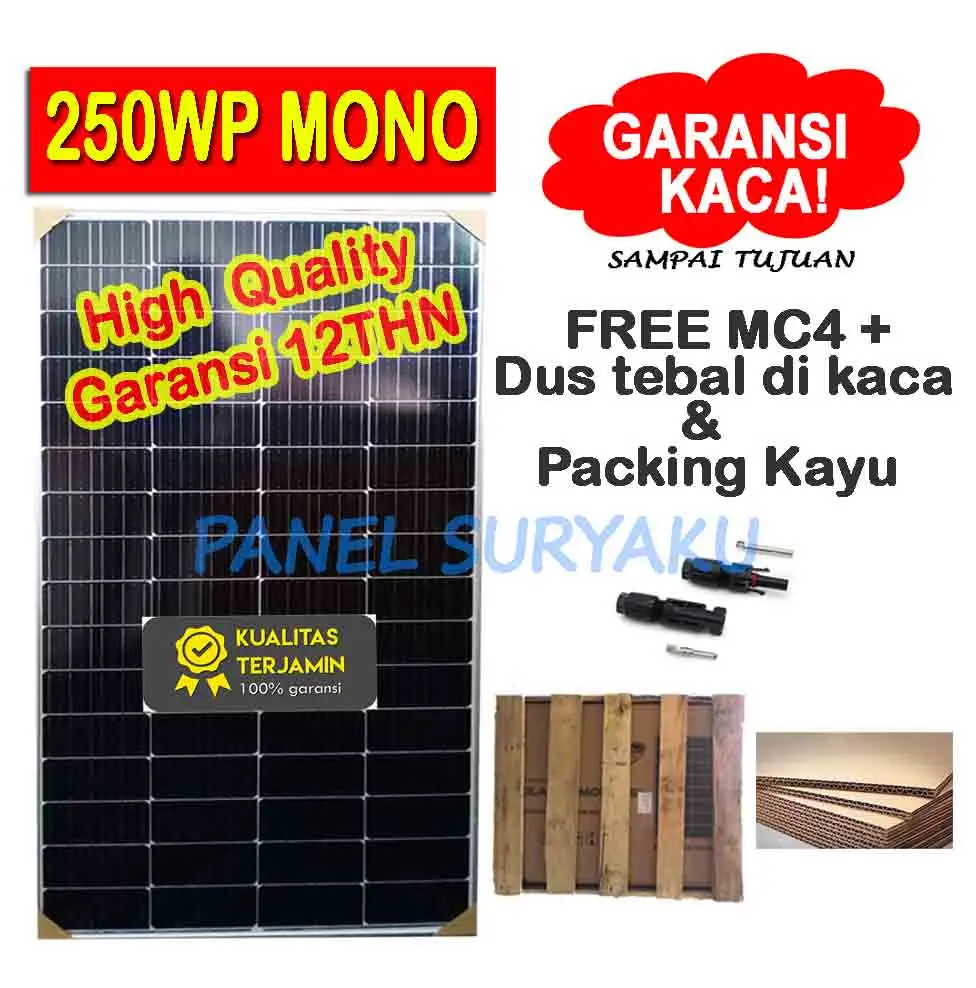 Solar Panel 250wp Mono Panel Surya 250wp Mono FREE Packing Kayu + MC4