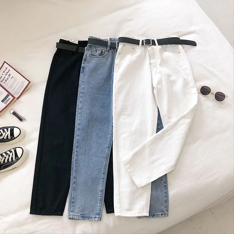 Women Loose Casual Plus Size Denim Pants High Waist Jeans