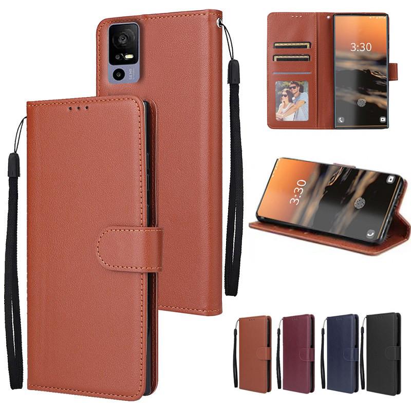Leather Casing Kulit untuk Sharp Aquos V6 5G Flip PU Dompet Keranjang Slot Siaga Menutupi Kasus Ponsel 5