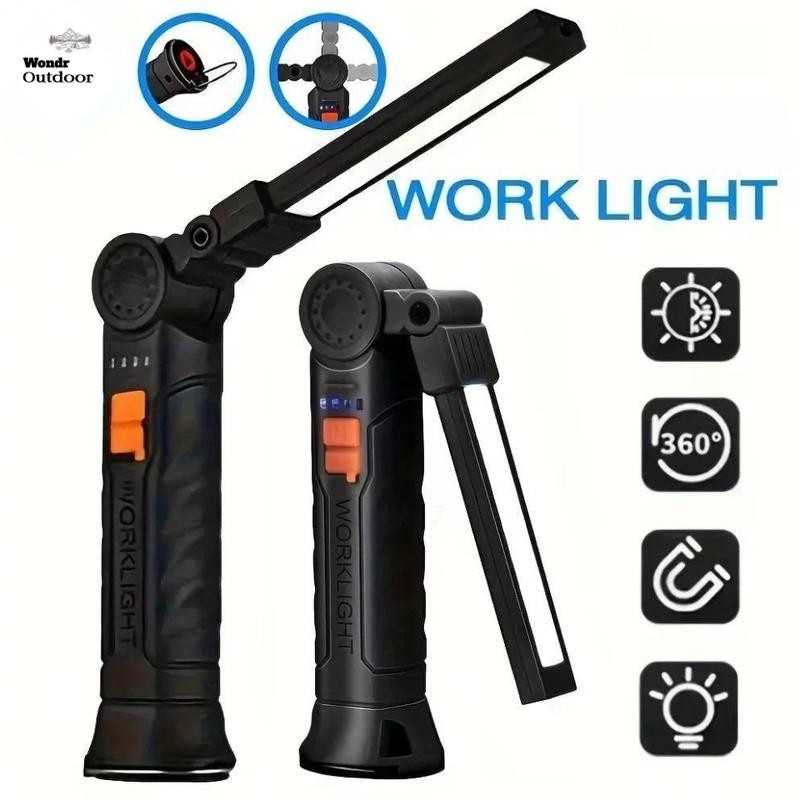 Đèn led Làm Việc Sạc Điện Từ Tính Có Thể Sạc Lại Xoay 360 Độ° Đèn Pin cob 5 Chế Độ Xoay Được Có Giá Đỡ Dùng Sửa Chữa Xe Hơi / garage / Nướng bbq