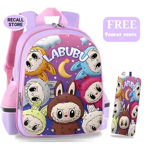Tas Ransel Sekolah Anak Tk Sd Labubu Fashion Trending Backpack Gratis Tempat Pensil  Wanita