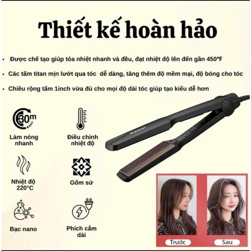 Máy dập xù bấm tóc phồng chân tóc loại tốt 2 in 1 ̣̂ ̂̀ ̛̣ ̂ kéo duỗi cao cấp 5 mức nhiệt bảo hành 24 tháng Nữ Women 8