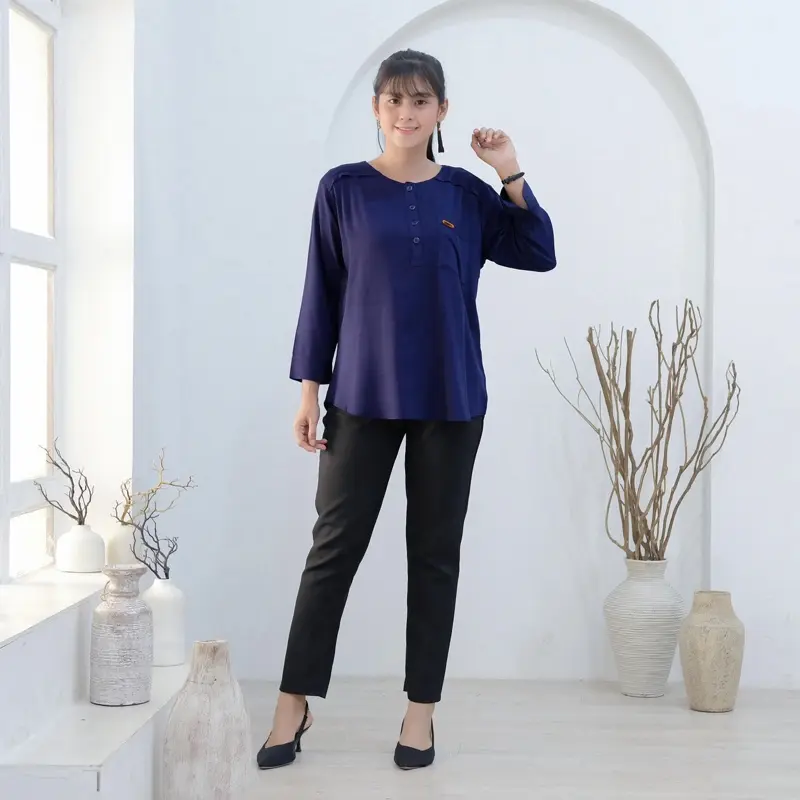 KAMILA Blouse Rayon Twill Lengan 7/8 Atasan Wanita Nyaman 5