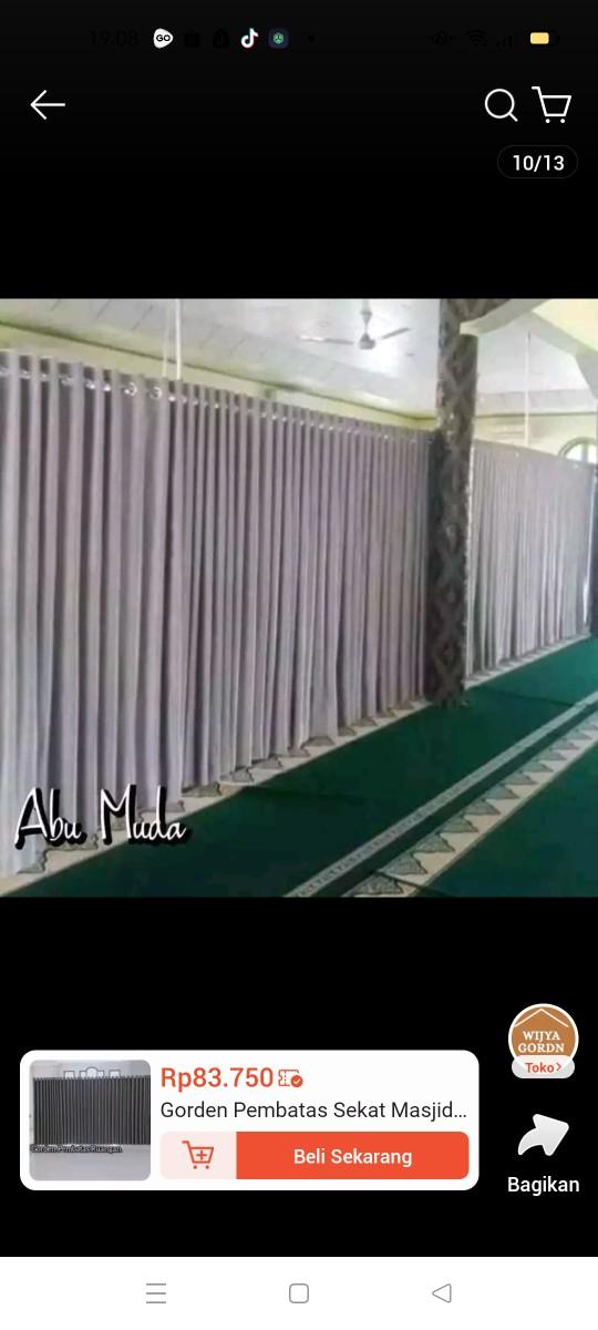 GORDEN PENYEKAT RUANGAN LEBAR 3 METER MODEL SMOKRING GORDEN MASJID