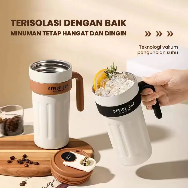 Botol Minum Tumbler Kopi Aesthetic Smart LED Stainless Steel SUS 316 Vacuum Insulated 650ml Tumbler tahan panas dingin  24 jam termos sendok garpu tumbler stainless termos es batu 3
